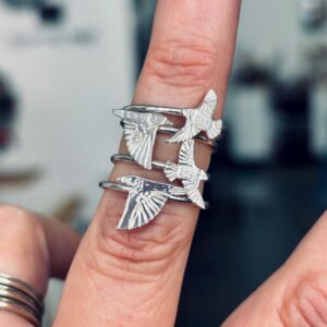 Silver Bird Stacking Rings